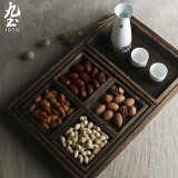 九土实木茶具托盘功夫茶干泡台果盘日式托盘套装家用端菜零食果茶点盘木茶盘水果盘木质 木质茶盘七件套