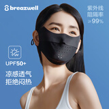 松研（Breazwell）防晒口罩女夏季防紫外线冰丝轻薄透气户外骑行遮阳全遮脸 黛黑色