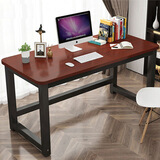 威曼帝电脑桌家用台式书桌学习桌写字桌简约卧室桌子工作台长条桌加厚款 柚木色面+黑架 长100*宽50*高74cm