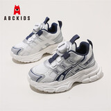 ABC KIDS儿童运动鞋春秋网面透气时尚休闲纽扣男女童跑步鞋3150PY白蓝32