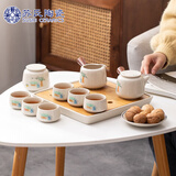 苏氏陶瓷（SUSHI CERAMICS）草木灰釉功夫茶具实木手柄双侧把茶壶竹面储水茶托礼盒装J0506