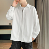 Foss Phil长袖衬衫男士秋冬季港风休闲衬衣百搭简约打底衫外套7304白色XL