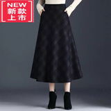 尔煦【品牌捡漏】秋冬季2022秋装新款大版女装冬天毛呢A字裙半身裙女中长款裙子冬裙气质女装 【5262#】灰色格 XL 【建议120-130斤】