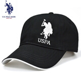 U.S.POLO ASSN.保罗帽子男女通用品牌polo棒球帽春夏户外韩版运动休闲防晒遮阳帽 黑色白标（纯棉四季款） 可调节(54-60cm)