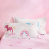 罗莱儿童（luolaikids）床上用品抗菌全棉A类童趣设计枕头套一对装 彩虹派对单件 48*74cm