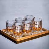 威士忌酒杯洋酒杯啤酒杯水晶玻璃杯套装家用酒具创意烈酒杯酒樽 290ml罗马款 6只装+杯盘