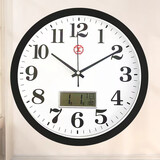 OIMG上海钟厂时钟表客厅卧室家用墙钟现代简约石英钟圆形壁挂静音挂钟 30厘米工字黑色日历款 其他