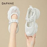 DAPHNE达芙妮包头凉鞋女夏季新款镂空女鞋松糕厚底单鞋百搭老爹运动凉鞋女 白色 35