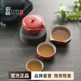 陆宝一壶两杯户外旅行茶具带便携包快客杯泡茶壶茶杯喜从天降开门见福 喜从天降（红色）XCTJ001RD 1壶 1公道杯 2杯子 1便携袋