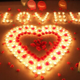 青苇 LED电子蜡烛灯玫瑰花瓣套装情人节表白求婚用品装饰婚房布置