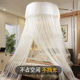 维洁（Wise）蚊帐家用天地杆圆顶吊顶公主风易安装可折叠不锈钢支架床型通用款 星夜【白】 200cm*180cm*3cm 不挑尺寸床型