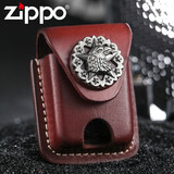 ZiPPO Zippo打火机原装正品棕色皮套新款徽章黑色真牛皮美国正版配件鹰十字架 棕色鹰头
