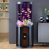 hailiy新款半圆形客厅小型鱼缸免换水亚克力落地鱼缸水族箱轻奢 黑色 奢华套餐(干湿分离底滤)半圆58cm