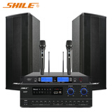 狮乐（SHILE）AV108+BX404+SH28 会议室蓝牙功放音箱无线话筒组合套装 门店教室企业培训会议用壁挂音箱
