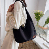 京智 大容量包包湖水绿手拎包大学生上课装书单肩帆布包女