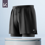 Keep泳裤男士防尴尬双层宽松游泳裤速干沙滩温泉装备989升级五分XXXL