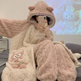 TULX玲娜贝儿睡袍珊瑚绒睡衣女冬季加厚保暖2022年可爱卡通家居服套装 玲娜贝儿加绒加厚袍+裤 【高品质绒】 L 100-120斤
