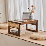 竹庭飘窗桌子小茶几家用藤编炕桌榻榻米桌卧室简约床上学习矮桌电脑桌 觅藤60飘窗炕几【胡桃色】