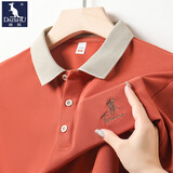 袋鼠（DAISHU）男士短袖t恤夏季冰丝薄款翻领刺绣爸爸装商务休闲衣服polo保罗衫 桔色 XL 推荐135-145斤