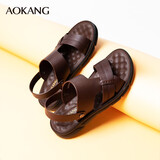 奥康凉鞋男2025新款夏季男士休闲软底沙滩鞋两穿凉拖鞋防滑爸爸皮凉鞋 棕色1225721028N 41