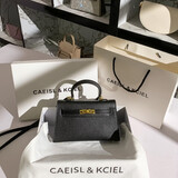 CAEISL & KCIEL小&ck2025新款女包小众原创设计高级感迷你二代凯莉包斜挎包 黑色大号 专柜高档品质
