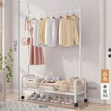 乐活时光多功能金属轻奢衣帽架衣架落地卧室挂衣架家用衣服架收纳架置物架 白色【单层长90cm】