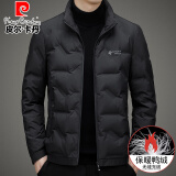 皮尔卡丹轻薄羽绒服男士冬季新款立领商务休闲外套男中年防寒保暖男装短款 黑色 XL (180) 【建议120-135斤】