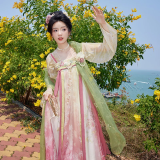 十三余小豆蔻儿[佩玉春风]刺绣粉色裙子印花对襟衫唐制汉服女原创 披帛 现货 M