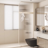 奶油风长虹玻璃屏风隔断墙客厅玄关遮挡现代简约洗手台浴室卫生间 外侧弧度挂钩-米白色