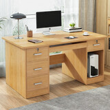 幻狐 （DREAM FOX ） 电脑桌台式家用办公书桌现代简约带抽屉学生学习桌卧室写字桌子 【四抽+键盘板】橡胶木色120CM