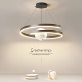 凡甄极简创意吊灯卧室灯简约餐厅灯温馨大气房间灯具广东中山灯饰 单环款黑色50CM三色变光