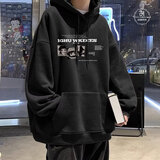 鲸规oversize连帽卫衣男春秋季美式复古重磅潮牌宽松中山卫衣大码外套 黑色字母 XL 120-140斤