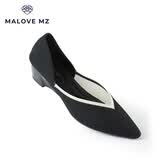MALOVE MZ王妃鞋2026新款工作鞋中跟简约时尚尖头爱心坡跟单鞋女 黑色 37