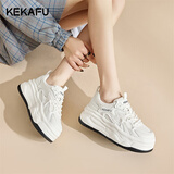 珂卡芙（KEKAFU）厚底板鞋女鞋子2024秋新款女鞋透气增高鞋子百搭时尚爆款小白鞋 米黑 37