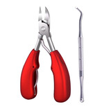 小天籁 指甲刀套装修脚刀套装甲沟专用指甲刀鹰嘴钳指甲剪指甲套装工具 升级款鹰嘴钳酒红色+剔甲器
