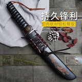龙虎斩手工锻打砍柴刀户外野营劈柴削竹刀丛林开路山刀随身便携锋利刀具 黑武士