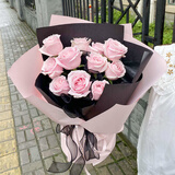 艾斯维娜鲜花速递11朵玫瑰花束送女友生日礼物全国同城配送 11朵粉红雪山玫瑰花束