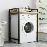 木樽洗衣机置物架滚筒翻盖波轮阳台浴室储物架卫生间马桶上方收纳架子 滚筒洗衣机架 单层黑色