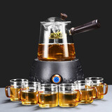 SYANF全自动煮茶器玻璃壶煮茶炉蒸汽煮茶壶迷你电陶炉家用煮茶炉花茶壶 4-海无涯炉+6杯+三角壶 900ml