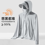 BRELRMON防晒衣女男夏季薄款防紫外线可拆外套冰丝透气皮肤风衣防晒服骑行 KY9108S银灰-女 L