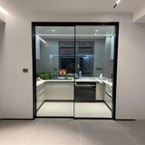 厨房推拉门极窄三联动双地轨阳台客厅钢化玻璃门下轨吊趟移门隔断 双轨双开吊轨308/平方