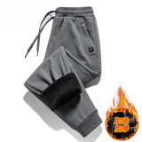 季骆森运动裤男春秋季纯色针织棉质潮流束脚休闲长裤男士卫宽松健身跑步 梅花标深灰【加绒款】 3XL 【建议150-170斤】