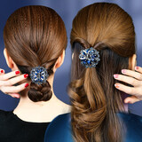 雅贵人半扎发中号抓夹发夹女成人韩版优雅后脑勺头发卡子女士简约头饰顶夹 墨蓝色