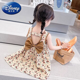 迪士尼（Disney）女童连衣裙夏季新款女宝宝碎花裙复古儿童背心裙纯棉裙子夏装薄款 图片色 100