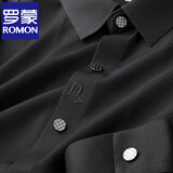 罗蒙（ROMON）易打理四面弹冰丝长袖衬衫男士春秋款商务中青年无痕免烫衬衣男寸 C6018黑色【绣花款】 4XL