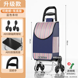 希维思（SIVASS）可折叠买菜小拉车收纳袋老人爬楼梯手推车拖车拉杆车便携购物车 【升级ABS钢轴爬楼轮】-蓝色条纹