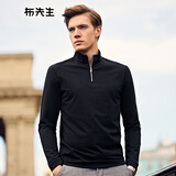 布先生春秋长袖t恤男秋装时尚潮流纯色立领男装上衣 BT3773易穿搭 黑色 L (175)