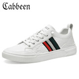 卡宾（CABBEEN）男鞋板鞋男薄款透气休闲鞋男时尚立体印花男鞋子 白色40