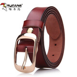 啄木鸟（TUCANO）新款啄木鸟皮带女真皮时尚简约牛皮针扣腰带韩版青年女士细腰带潮