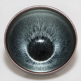 建缘天成建盏茶杯纯手工银兔毫盏杯原矿铁胎陶瓷黑釉茶具主人单杯茶盏 口径8.8x5.5 轻薄胎束口盏